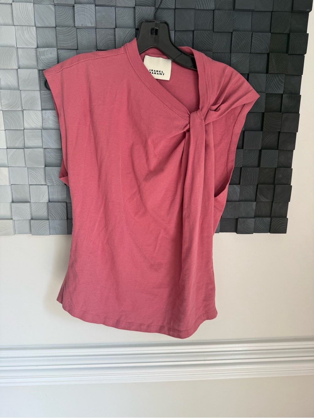 Isabel Marant Dusty Rose Sleeveless Knot-Detail Tank Top